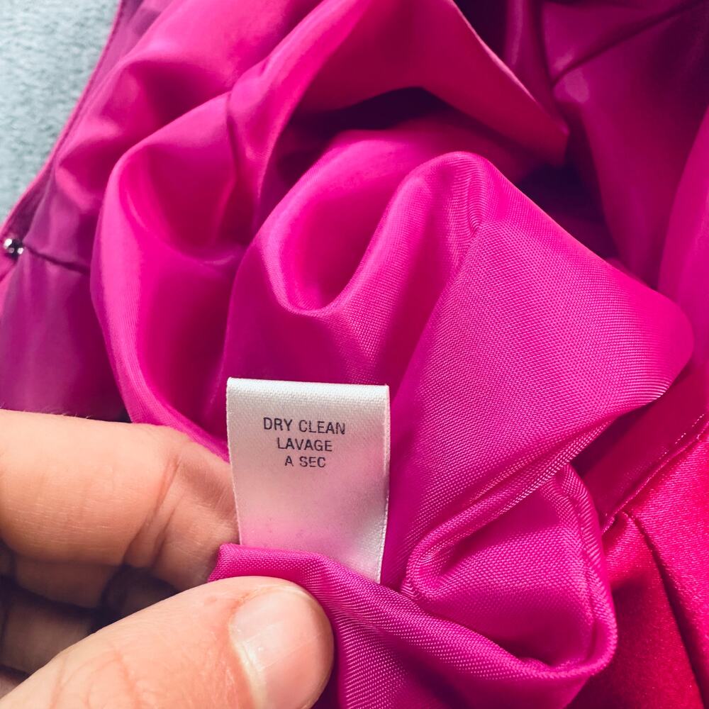 Badgley Mischka Hot Pink One Shoulder Party Dress Size 2 - Picture 8 of 8
